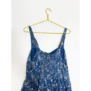 Free People Dance On The Blacktop Floral Mini Dress Size Large Blue Bohemian thumbnail 12