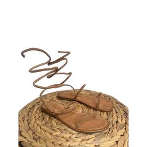 Free People Sandal Havana Taupe Suede Leather Gladiator Ankle wrap Boho festiva thumbnail 4
