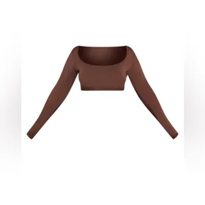 Pretty little thing DARK BROWN SLINKY SQUARE NECK CROP TOP SZ:4 thumbnail 10