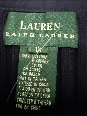 Ralph Lauren BLUE Nautical BOAT NECK Ribbed Cotton Sweater Anchor Pocket Size 1X thumbnail 4