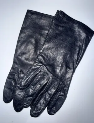 FOWNES Long Vtg Black‎ Leather Soft Gloves Womens Sz 7.5 G thumbnail 1