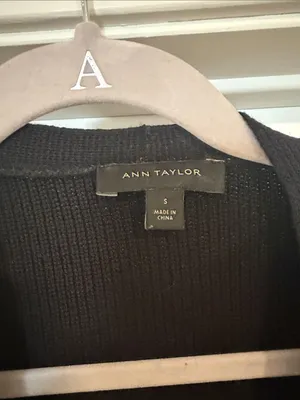 Ann Taylor Black Open-Front Ribbed Cardigan thumbnail 5