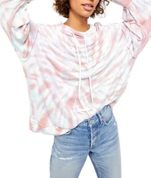 We The Free Pink & White Tie-Dye Pullover Hoodie thumbnail 1