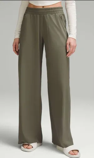 Lululemon Swift Mid-Rise Wide Leg Pants Army Green Size 2 Drawcord thumbnail 1
