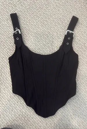 White Fox Corset Top Boutique Black thumbnail 1