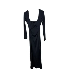 Princess Polly Black Long Sleeve Open Back Twist Maxi Dress‎ US 4 Square Neck thumbnail 4