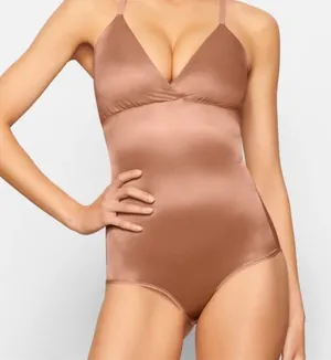 SKIMS BARELY THERE BODYSUIT BRIEF Sz SMALL BRONZE thumbnail 1