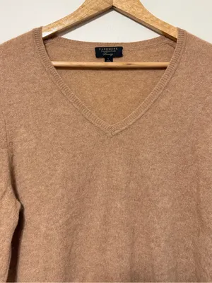 Charter Club Cashmere V Neck Sweater Size Large Women’s Neutral Tan Beige thumbnail 4
