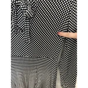 Zara Black White Polka Dot Bell Sleeve Mini Dress Tie Neck M Preppy LBD Cocktail thumbnail 5