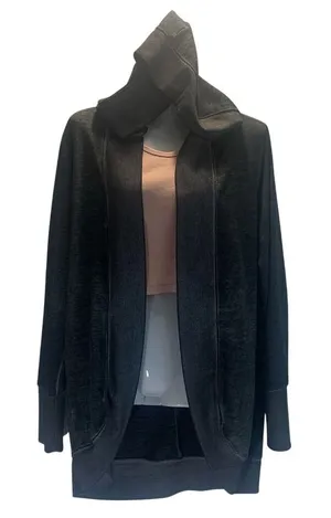Women's‎ Black Hooded Sweater Gray Size XL thumbnail 1