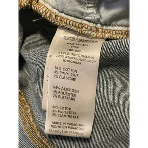 GOOD AMERICAN Wide Leg Palazzo Crop Jeans Indigo Distressed Frayed Hem Size 15‎ thumbnail 4
