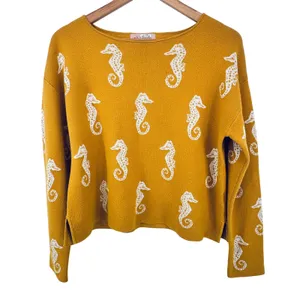 Philosophy Seahorse Relaxed Knit Sweater Coastal Whimsy Indie Coastal‎ Grandma L thumbnail 2
