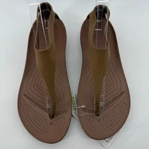 Crocs Serena Flip Sandal Brown Women 6 Slingback Thong Casual Wedge Slip On New thumbnail 4