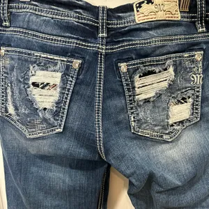 Miss Me Easy Crop Jeans Mid Rise Bling Pocket Denim Inseam 26 thumbnail 6