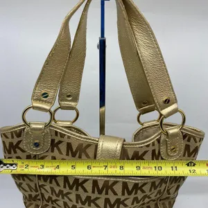 Michael Kors Medium Brown/Gold Fabric Shoulder Bag thumbnail 4