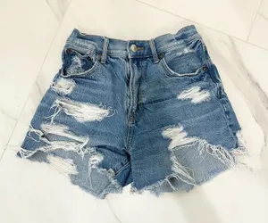 American Eagle Women’s High-Rise Ripped Denim 90s Boyfriend Jean Shorts - 000 thumbnail 1