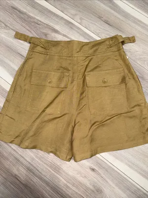 Zara safari granola girl linen blend high rise shorts size small thumbnail 3