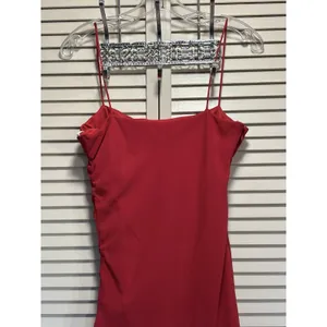 Let's Fashion Red Chiffon Asymmetrical Rhinestones Long Formal Gown Size S Lined thumbnail 6