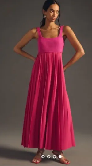 Anthropologie Mare Mare Pink Pleated Maxi Dress thumbnail 1