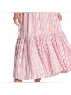 Free People Audrey Halter Maxi Dress Pink Striped Tie Back S thumbnail 8