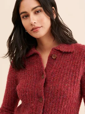 Free People Find‎ Me Now Sena Rib Knit Cardigan Maroon Burgundy Women’s Size M thumbnail 3