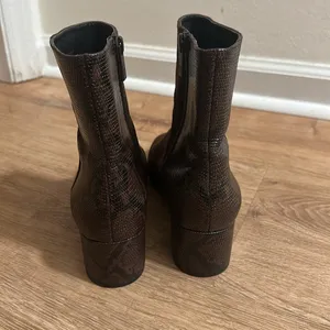 DONALD PLINER | Suede Leather Cindee‎ Split Dark Brown Snake Print Boots, 7 thumbnail 5