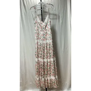 Altar'd State Alyseia Floral Maxi Dress Large Pink Green Lace Trim NWT thumbnail 3