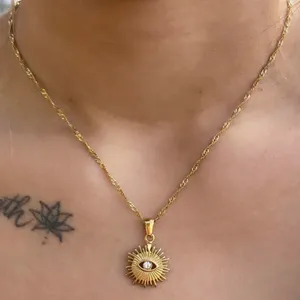 Boutique Gold Evil Eye Dainty Pendant Necklace thumbnail 1