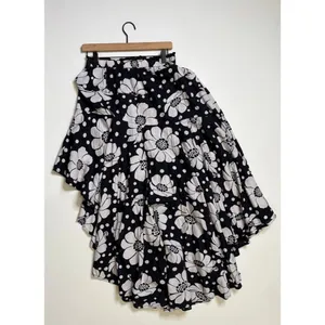 NWT!! FREE PEOPLE Poppy Printed Maxi Skirt Polka Dot Floral Black White Medium thumbnail 7