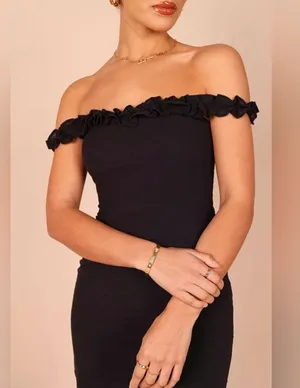 Petal and Pup Florez Off Shoulder Midi Length Dress Black Size 2 thumbnail 2