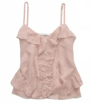 AE Ruffle Cami Tank Top American Eagle NWT Light Pink Medium thumbnail 1