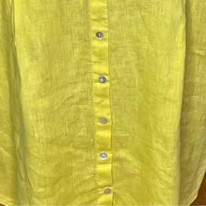 Terzo Millennio Lagenlook Linen High-Low Hem Tunic Oversized Top Yellow Sz Large thumbnail 7