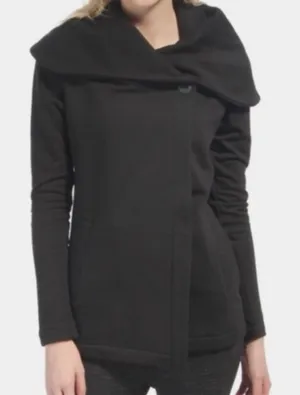 Beyond Yoga Black Fleece Jacket Womens S Shawl Collar Open Drape Cardigan Coat thumbnail 1