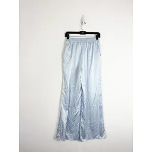 Urban Renewal Remnants Satin Puddle Pants Medium Baby Blue Stretch Wide Leg thumbnail 14