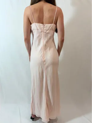 Light Pink Vintage Morgan & Co. Floral Embroidered Evening Gown thumbnail 3