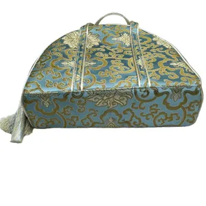 Vtg 60s Baby Blue Gold Chinoiserie Vanity Case 3pc Cosmetic Travel Bag Set thumbnail 4