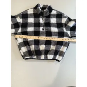 Buffalo Plaid Checkered Sherpa Zip Jacket Women Small Stretch Soft Travel Preppy thumbnail 5