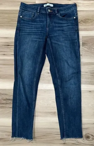 Zara Dark Blue Raw Hem Skinny Jeans Women’s 6 thumbnail 1
