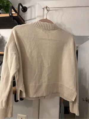 Madewell Cream Button-Front Cotton Cardigan with Tortoiseshell Buttons thumbnail 4