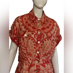 Farm Rio Jaipur Floral Paisley Linen Romper Size Medium thumbnail 6