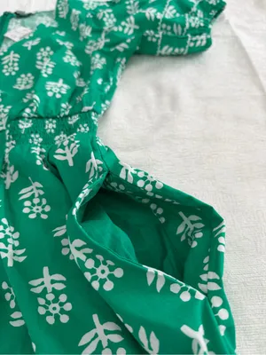 J.Crew Block Print Puff Sleeve Midi Dress Green Size 6 NWT thumbnail 6