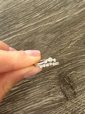 Delicate Silver Crystal Stacking Ring Size 7 thumbnail 2