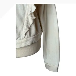 LoveShackFancy Sweatshirt Women Small Beige Corinne Ruffle Detail‎ Cropped Boho thumbnail 6