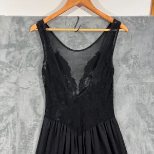 Vintage 80s Victoria's Secret Black Lace V Neck Sheer Bodice Dress Small thumbnail 8