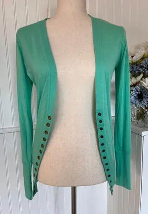 Col-Story Green V-Neck Long-Sleeve Cardigan thumbnail 1