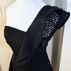 SHILLA The Label One Shoulder Ruffle Lace Mini Dress Black Fit Flare XS💛 thumbnail 4