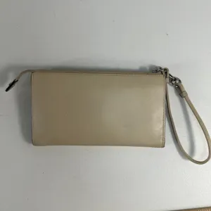 Coach Wristlet Wallet Turnlock Snakeskin Trim‎ Leather Beige ID Pockets NO FOB thumbnail 4