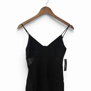 Lulus Black Spaghetti Strap V-Neck Mini Dress with Cut-Out Mesh size XS NWT thumbnail 6