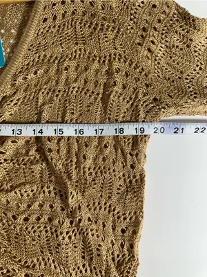 CUPSHE Open knit Beige Drawstring Crochet Beach Cover-Up Womens Top Sz Small thumbnail 6