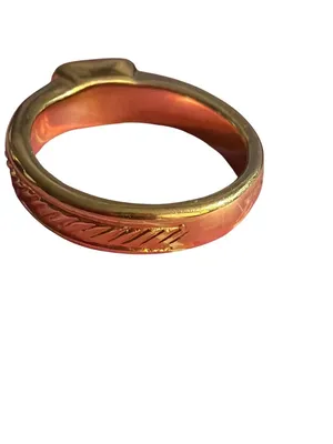 18K GE Ring Rectangular Yellow CZ Rhinestone Bezel Engraved Etched Size 7.75 Gold thumbnail 3